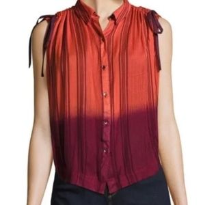 Free People 'Baby Blues' Stripe Button down Shirt Dip Die Ombre Bohemian